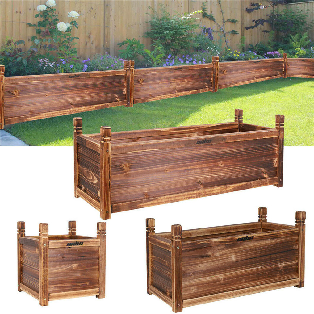 Indoor Herb Garden Kit - Wooden Raised Flower Bed Indoor Outdoor