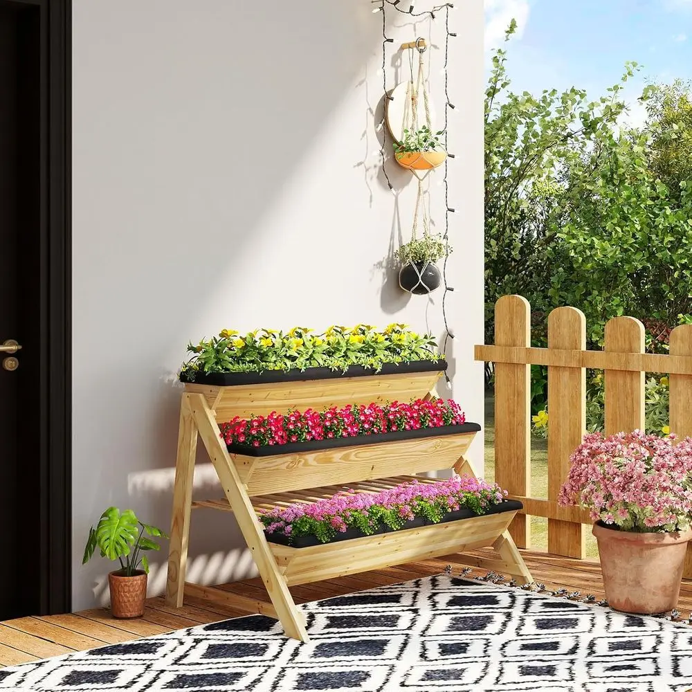 3-Tier Wooden Elevated Garden  - Indoor Herb Garden Kit recension och pris
