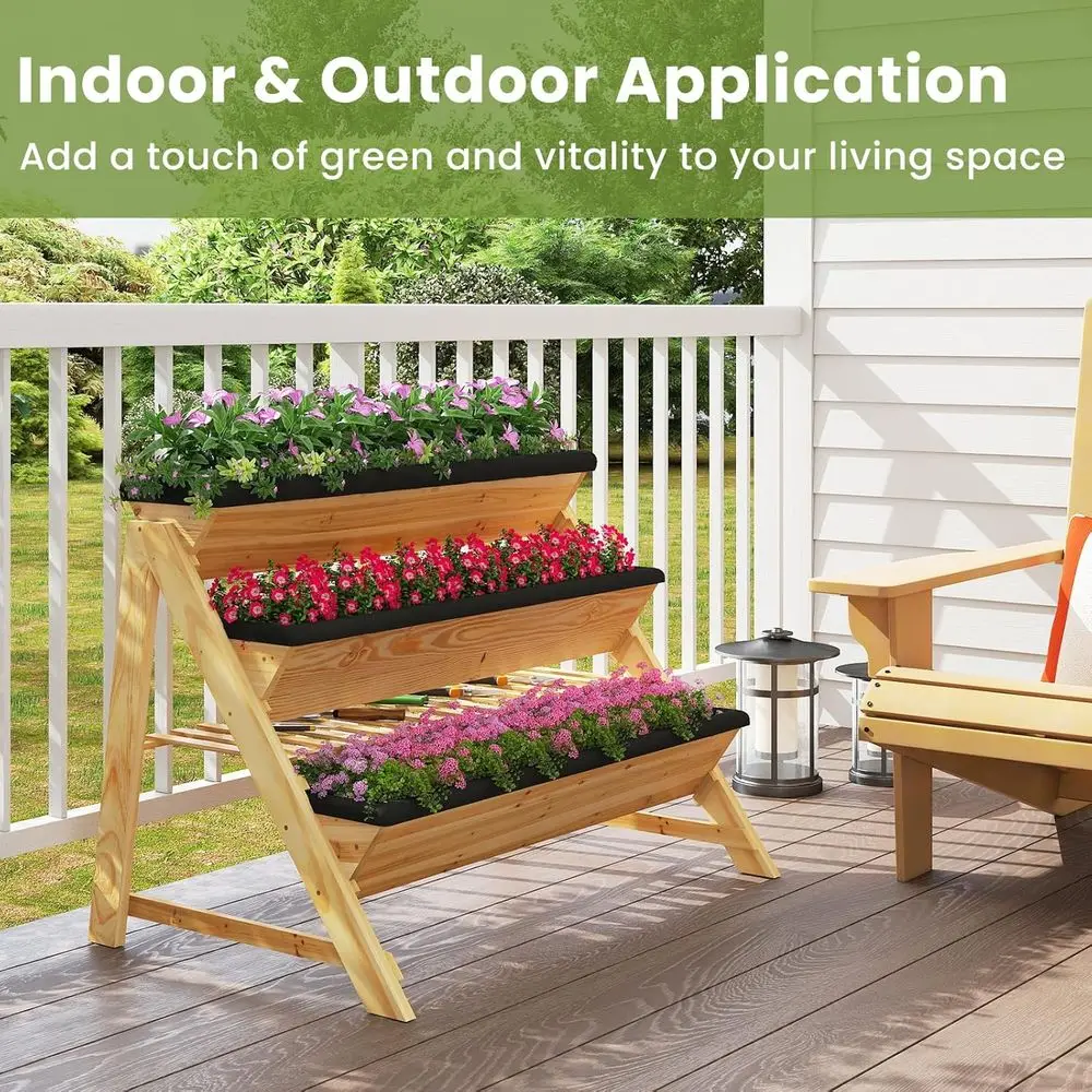 3-Tier Wooden Elevated Garden  - Indoor Herb Garden Kit recension och pris