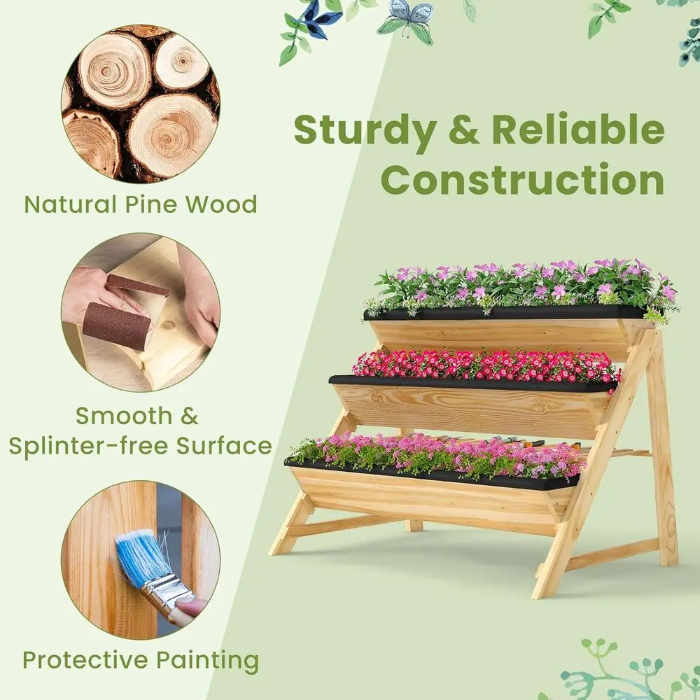 3-Tier Wooden Elevated Garden  - Indoor Herb Garden Kit recension och pris
